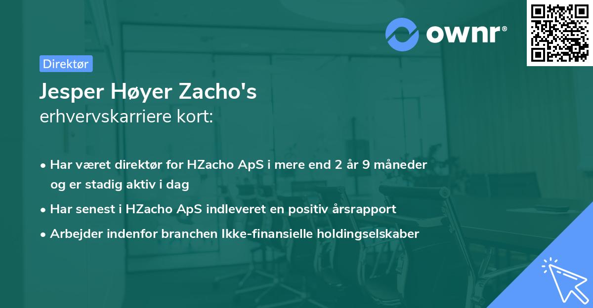 Jesper Høyer Zacho's erhvervskarriere kort