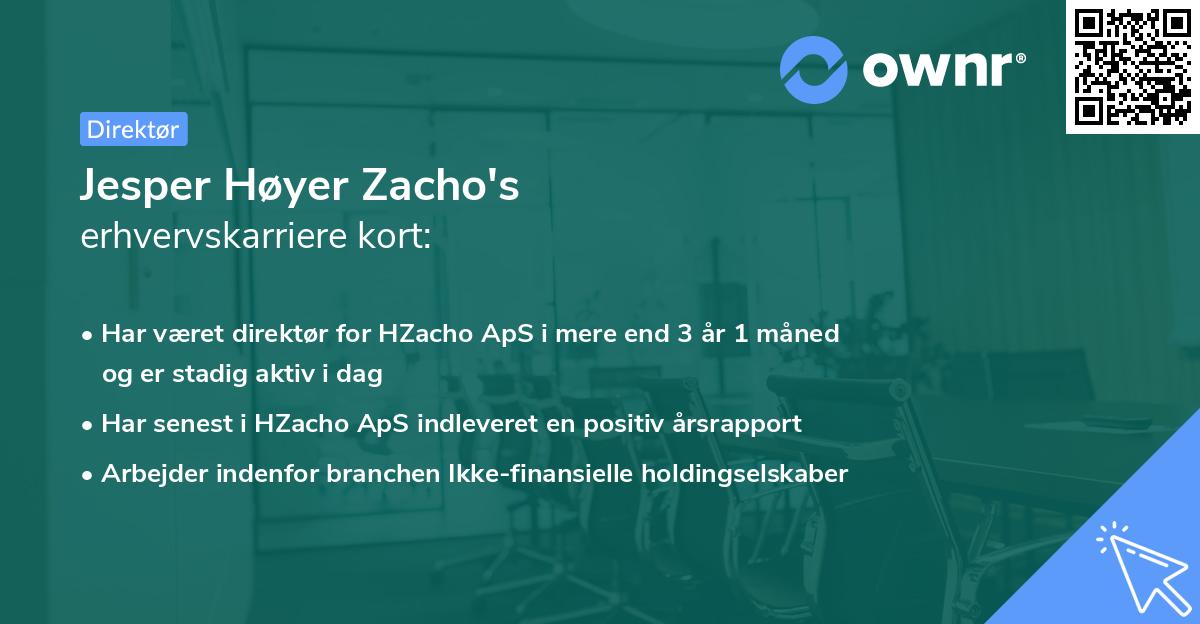Jesper Høyer Zacho's erhvervskarriere kort
