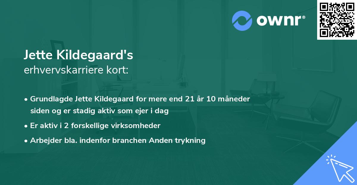 Jette Kildegaard's erhvervskarriere kort