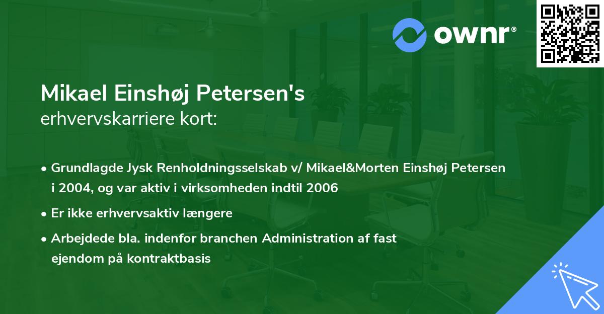 Mikael Einshøj Petersen's erhvervskarriere kort