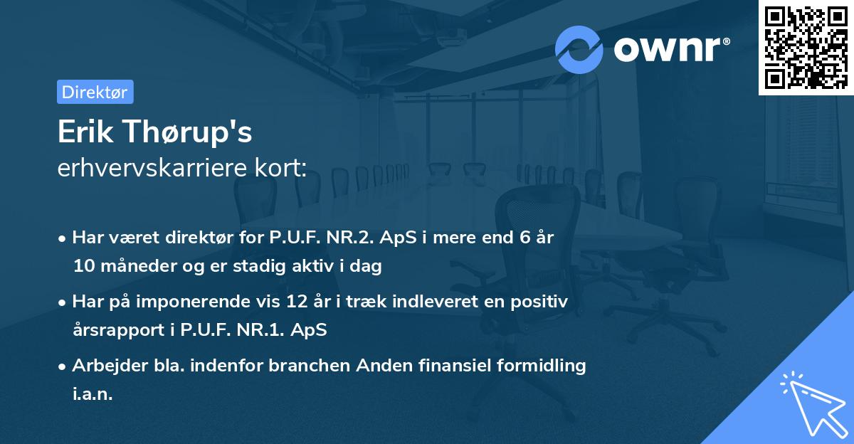 Erik Thørup's erhvervskarriere kort