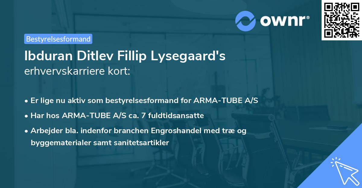 Ibduran Ditlev Fillip Lysegaard's erhvervskarriere kort
