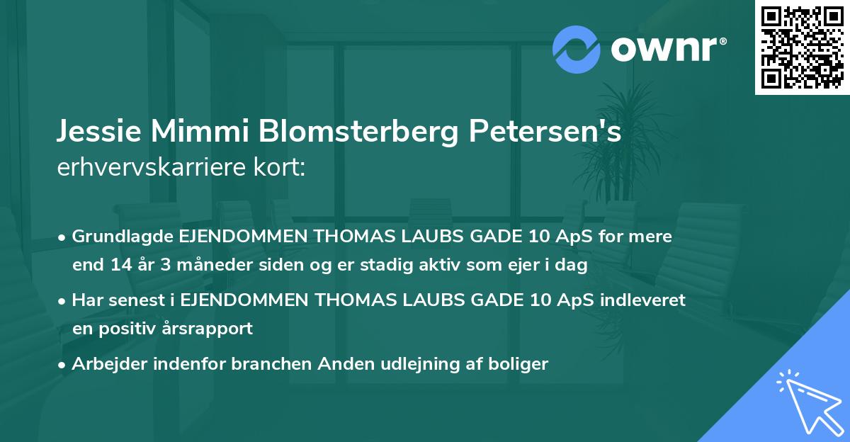 Jessie Mimmi Blomsterberg Petersen's erhvervskarriere kort