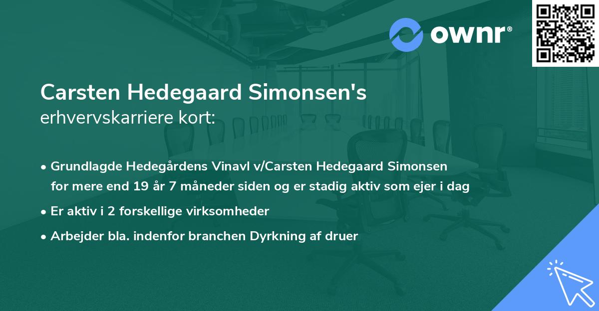 Carsten Hedegaard Simonsen's erhvervskarriere kort