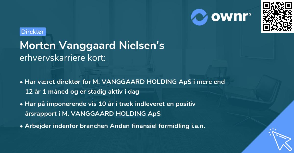 Morten Vanggaard Nielsen's erhvervskarriere kort