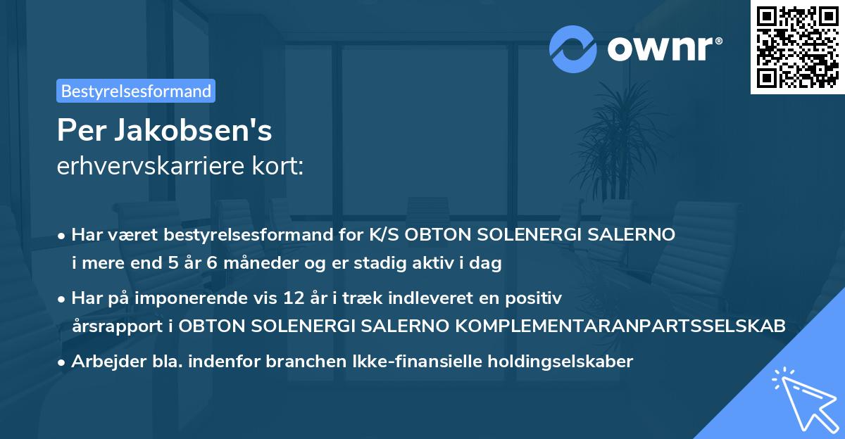Per Jakobsen's erhvervskarriere kort