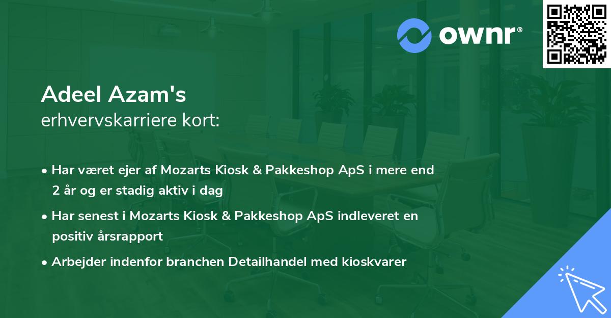 Adeel Azam's erhvervskarriere kort