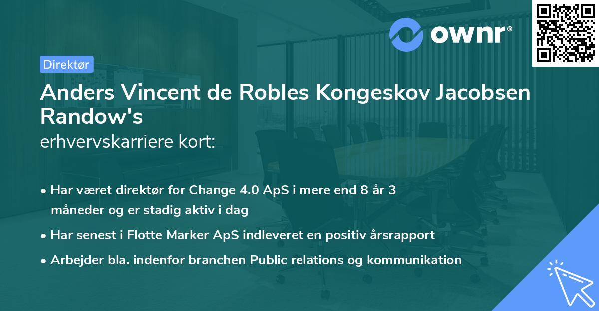 Anders Vincent de Robles Kongeskov Jacobsen Randow's erhvervskarriere kort