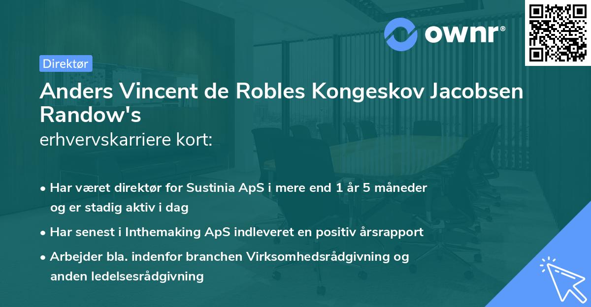 Anders Vincent de Robles Kongeskov Jacobsen Randow's erhvervskarriere kort