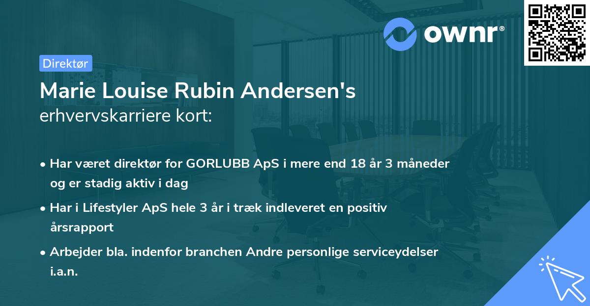 Marie Louise Rubin Andersen's erhvervskarriere kort