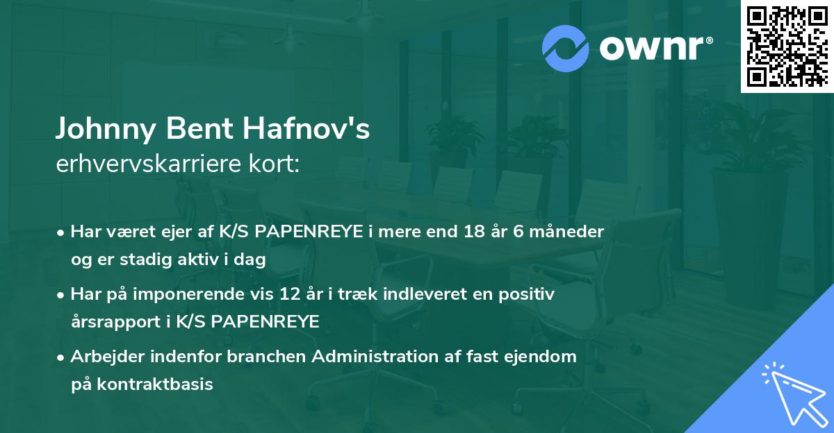 Johnny Bent Hafnov's erhvervskarriere kort