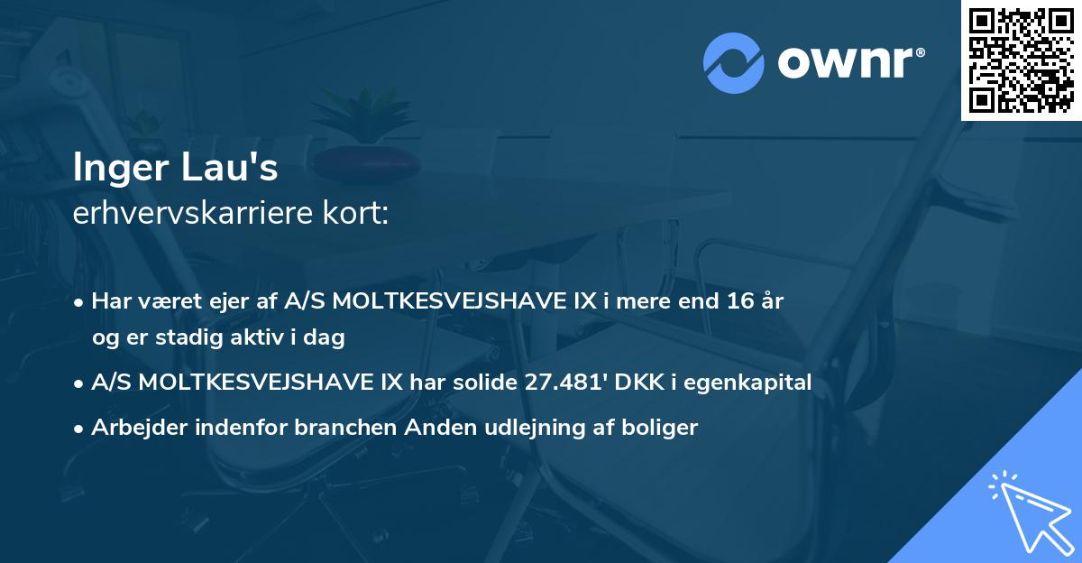 Inger Lau's erhvervskarriere kort