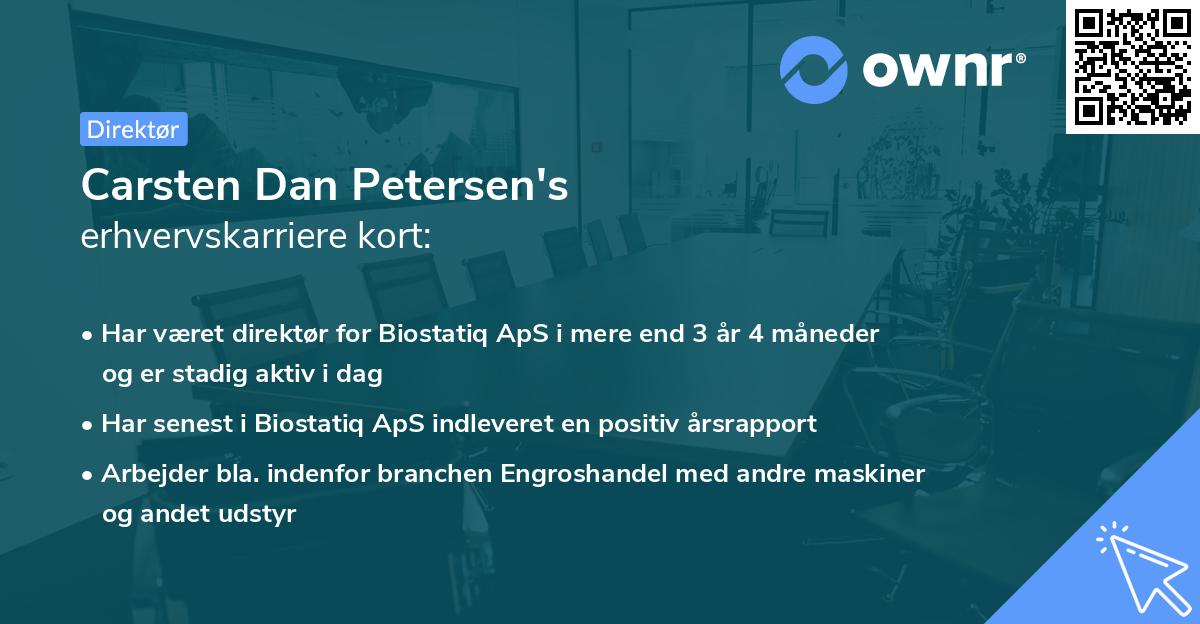 Carsten Dan Petersen's erhvervskarriere kort