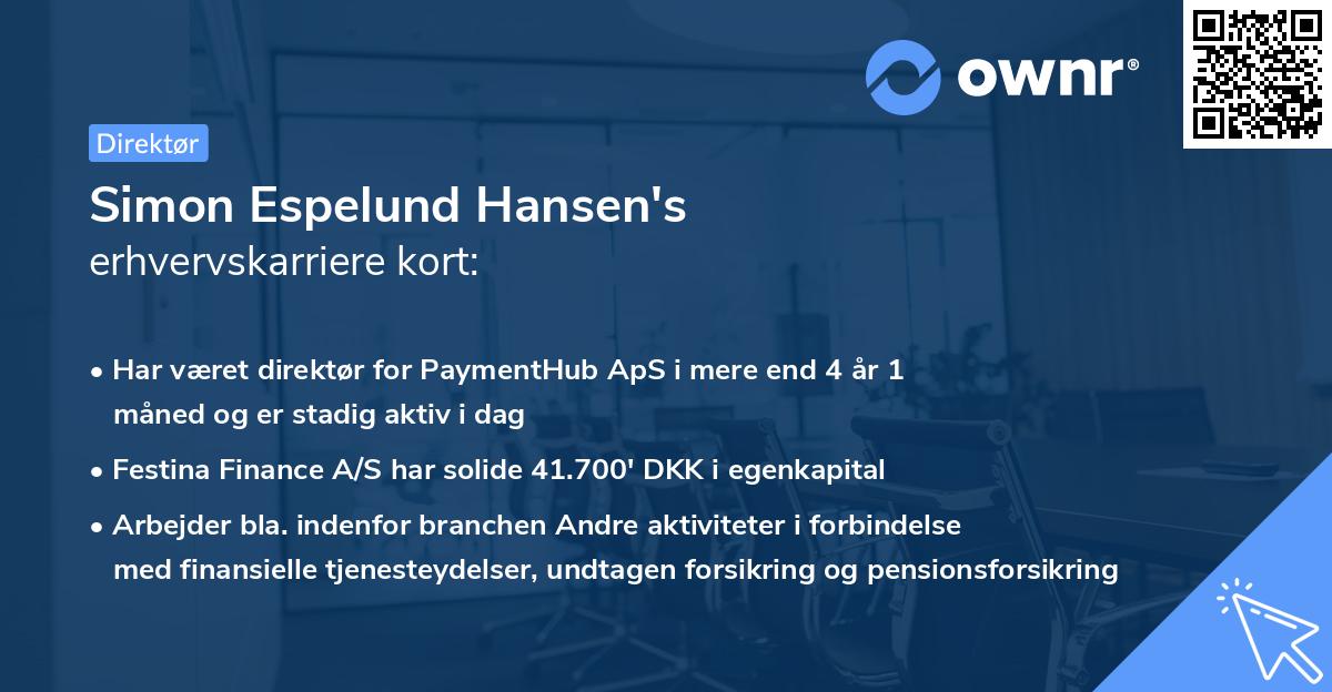 Simon Espelund Hansen's erhvervskarriere kort