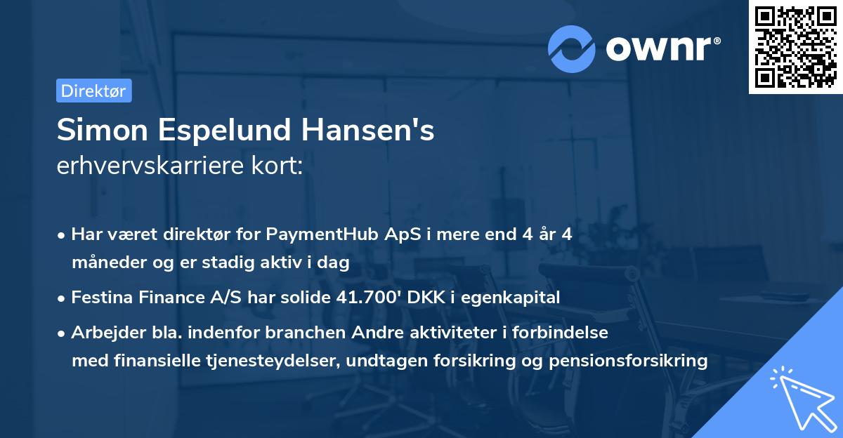 Simon Espelund Hansen's erhvervskarriere kort