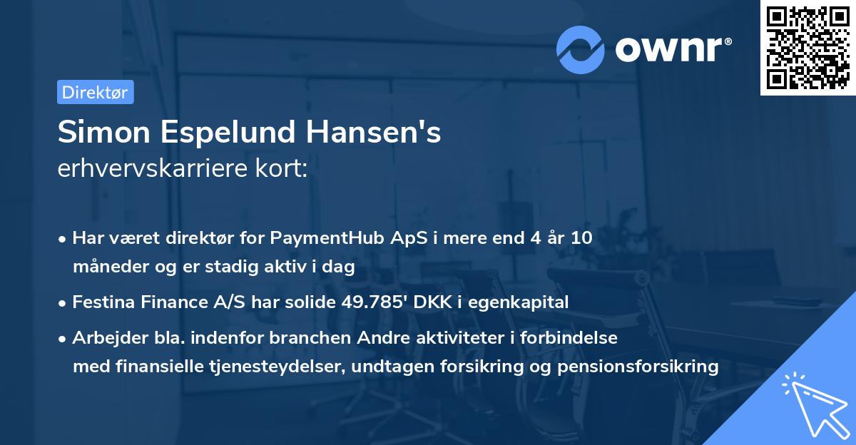 Simon Espelund Hansen's erhvervskarriere kort