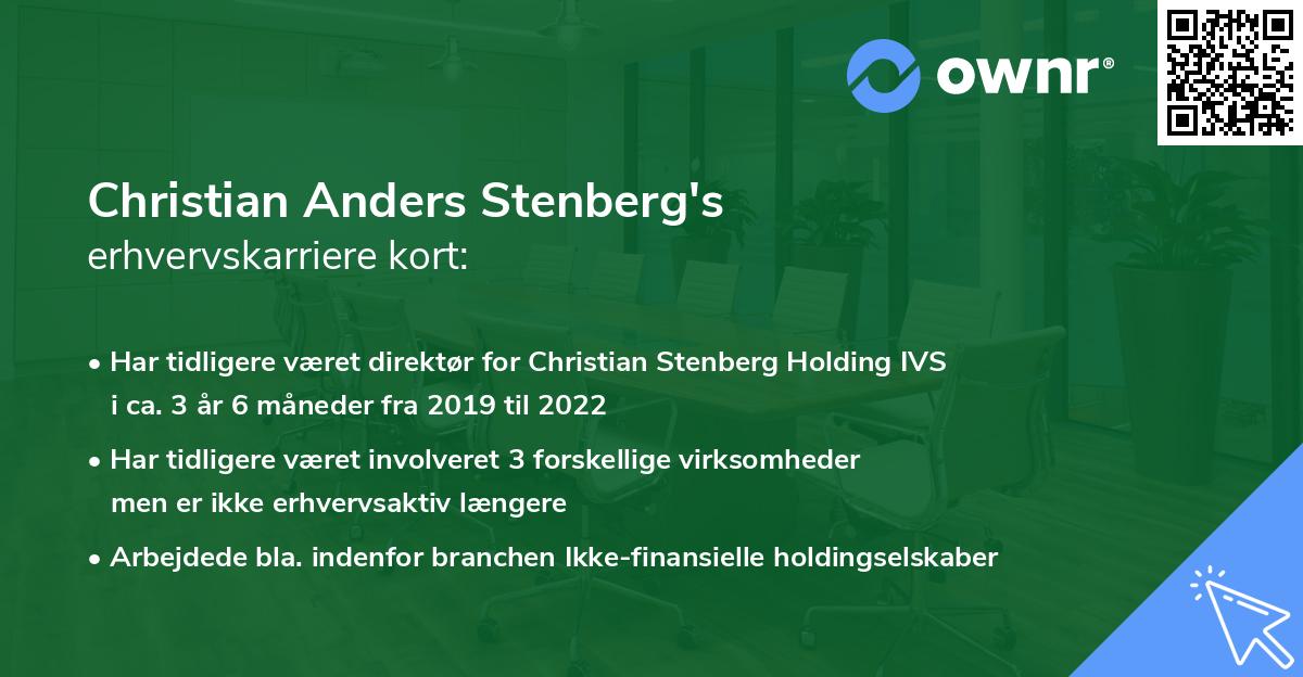 Christian Anders Stenberg's erhvervskarriere kort