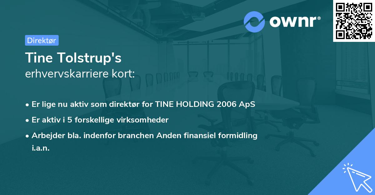 Tine Tolstrup's erhvervskarriere kort