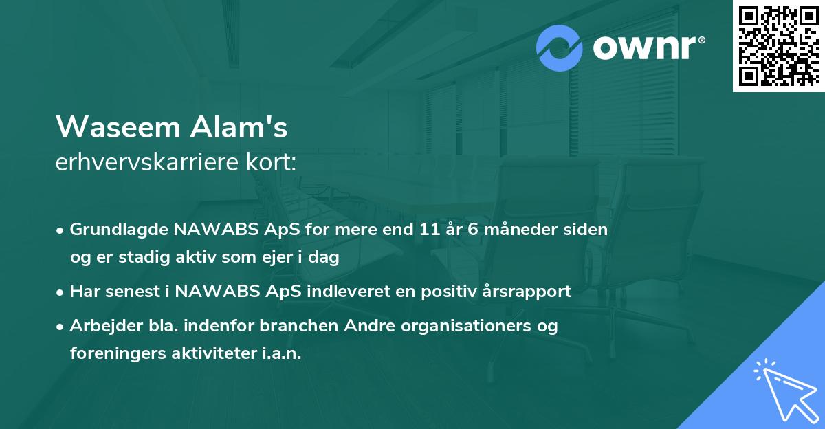 Waseem Alam's erhvervskarriere kort