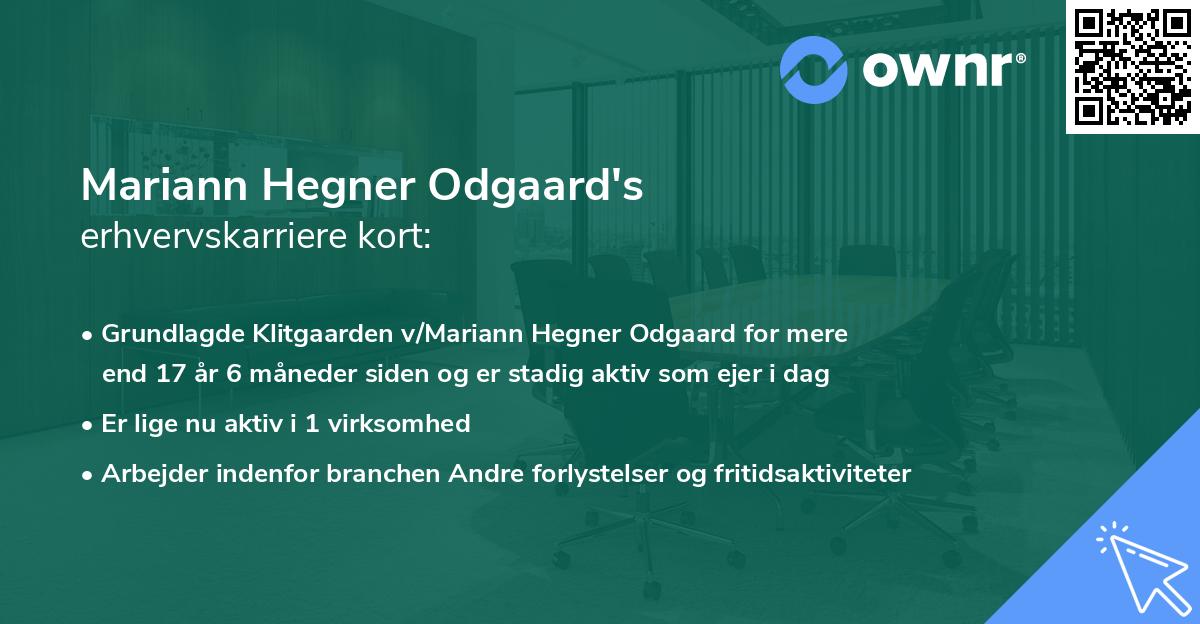 Mariann Hegner Odgaard's erhvervskarriere kort