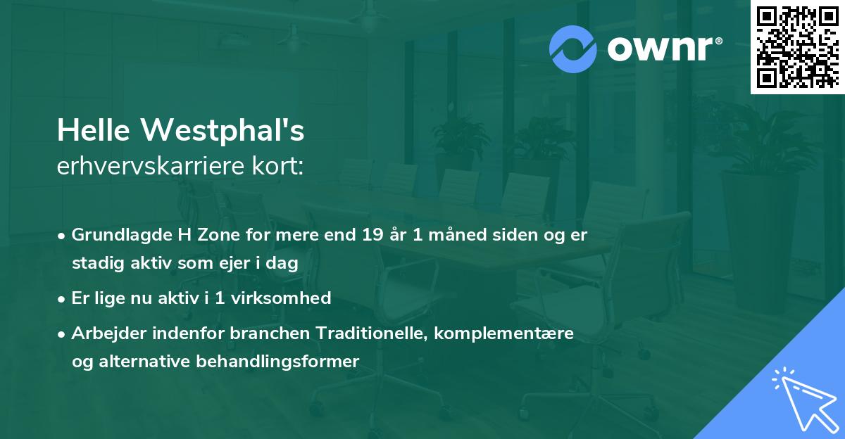 Helle Westphal's erhvervskarriere kort