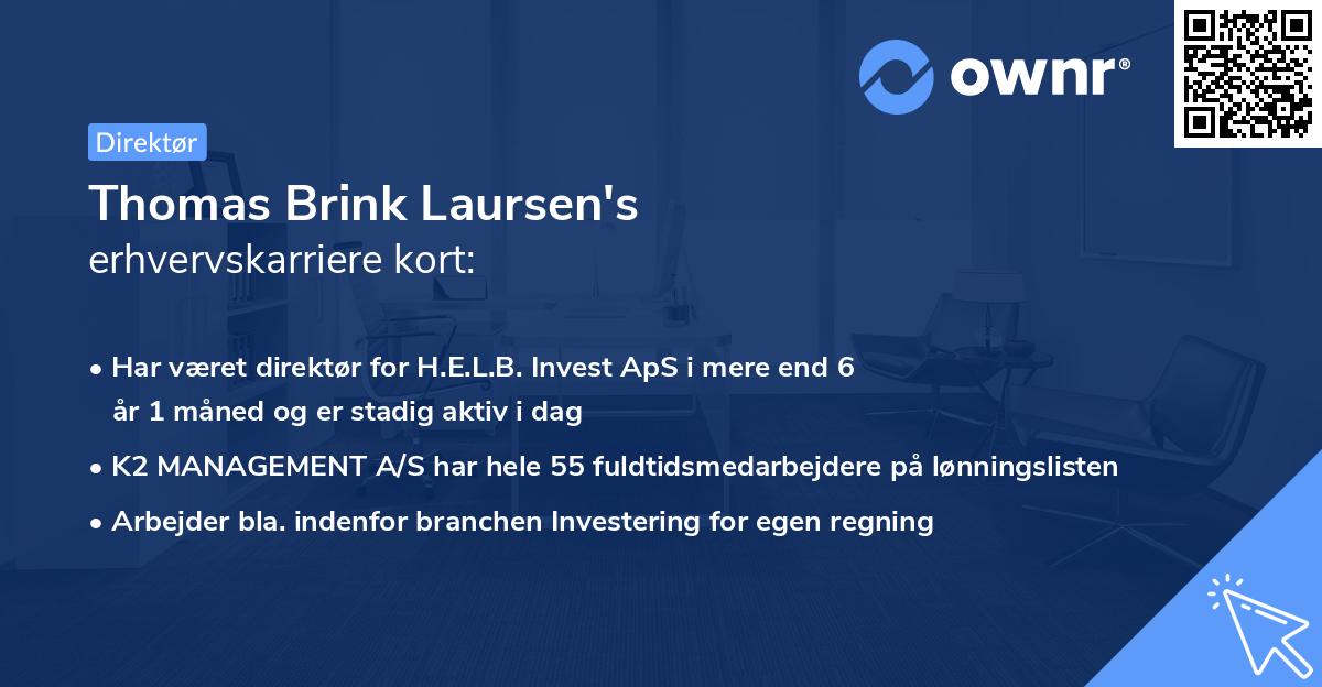 Thomas Brink Laursen's erhvervskarriere kort