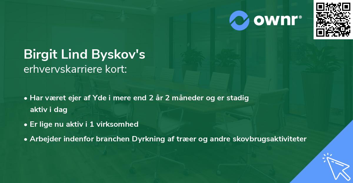 Birgit Lind Byskov's erhvervskarriere kort