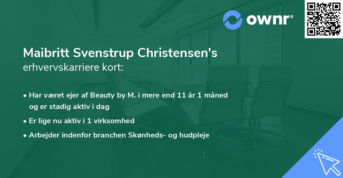 Maibritt Svenstrup Christensen's erhvervskarriere kort
