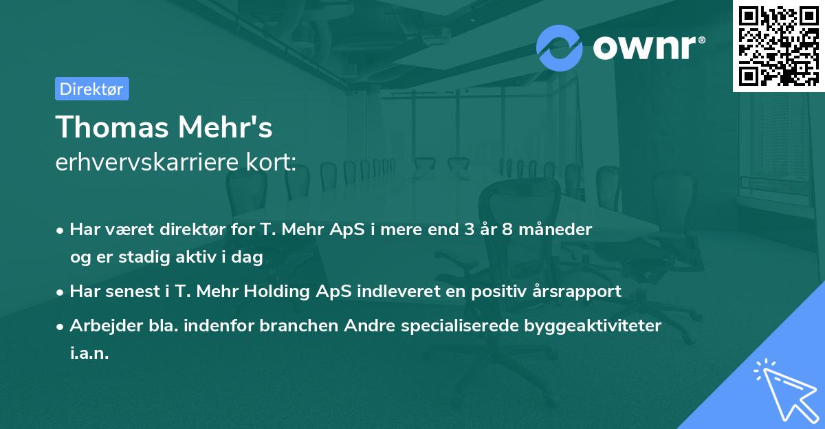 Thomas Mehr's erhvervskarriere kort