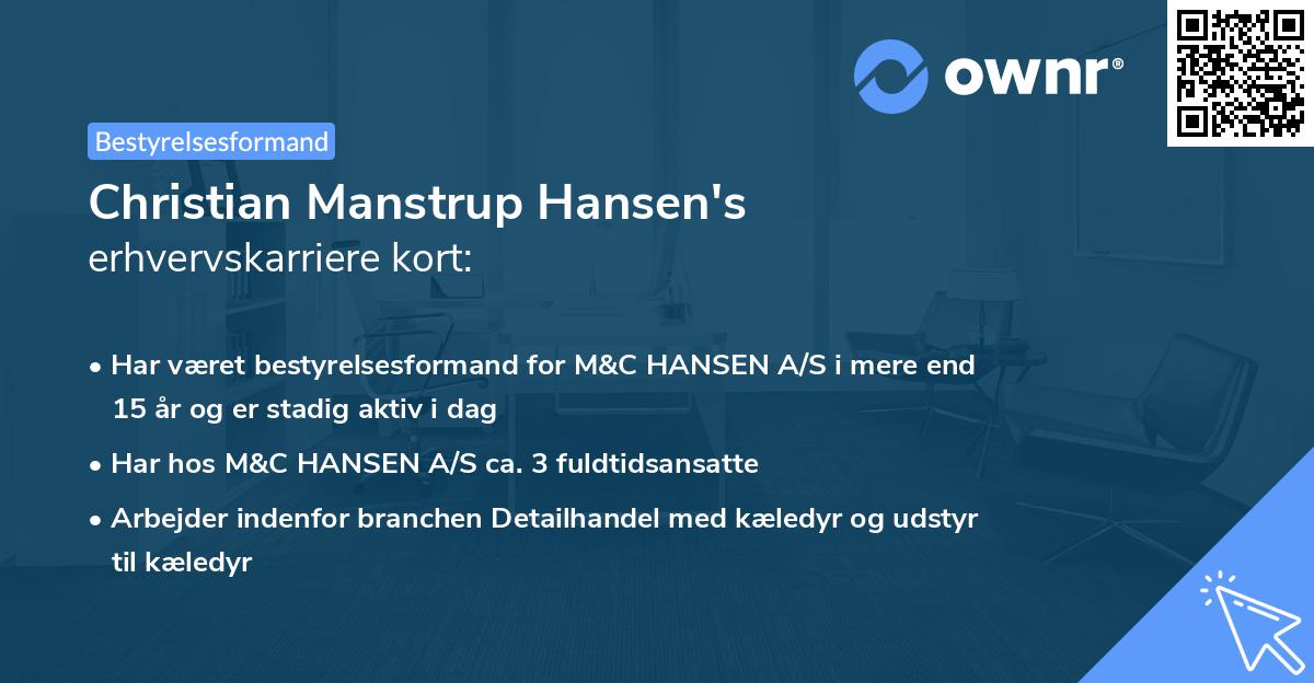 Christian Manstrup Hansen's erhvervskarriere kort