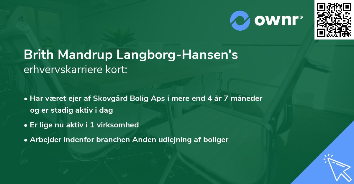 Brith Mandrup Langborg-Hansen's erhvervskarriere kort