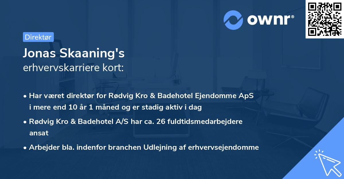 Jonas Skaaning's erhvervskarriere kort