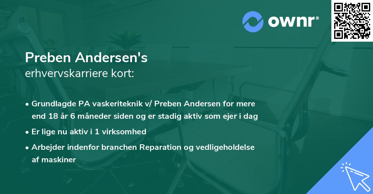 Preben Andersen's erhvervskarriere kort