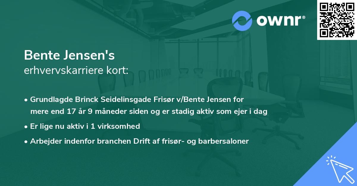 Bente Jensen's erhvervskarriere kort
