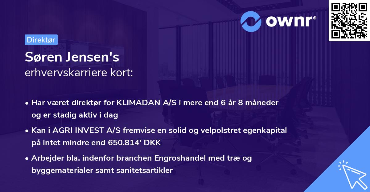 Søren Jensen's erhvervskarriere kort