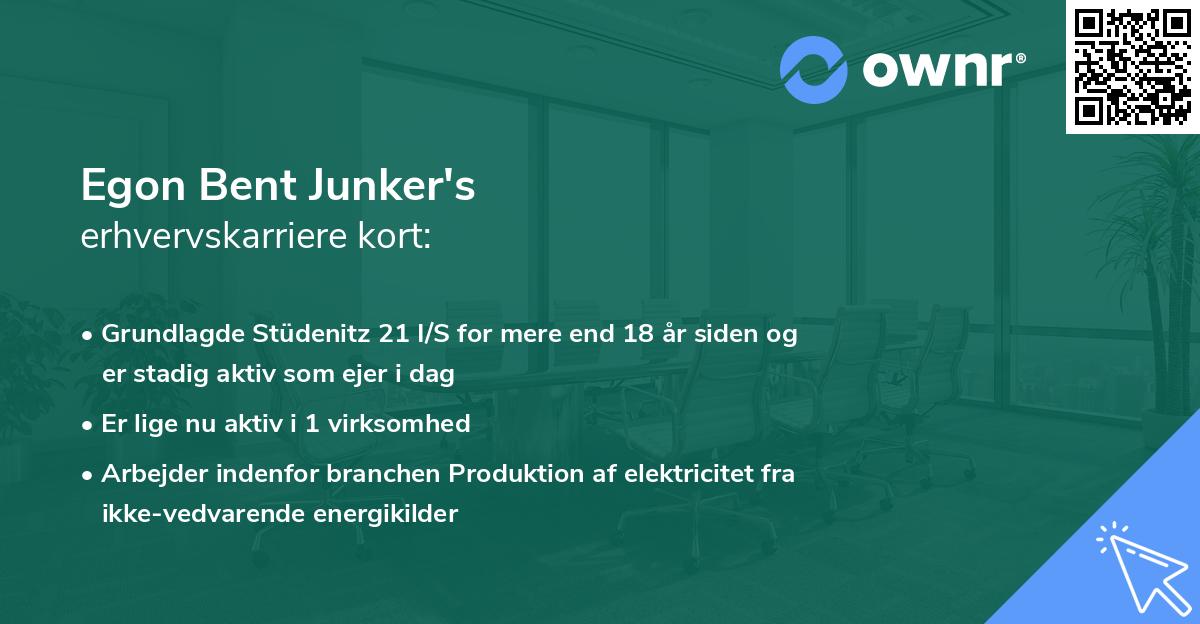 Egon Bent Junker's erhvervskarriere kort