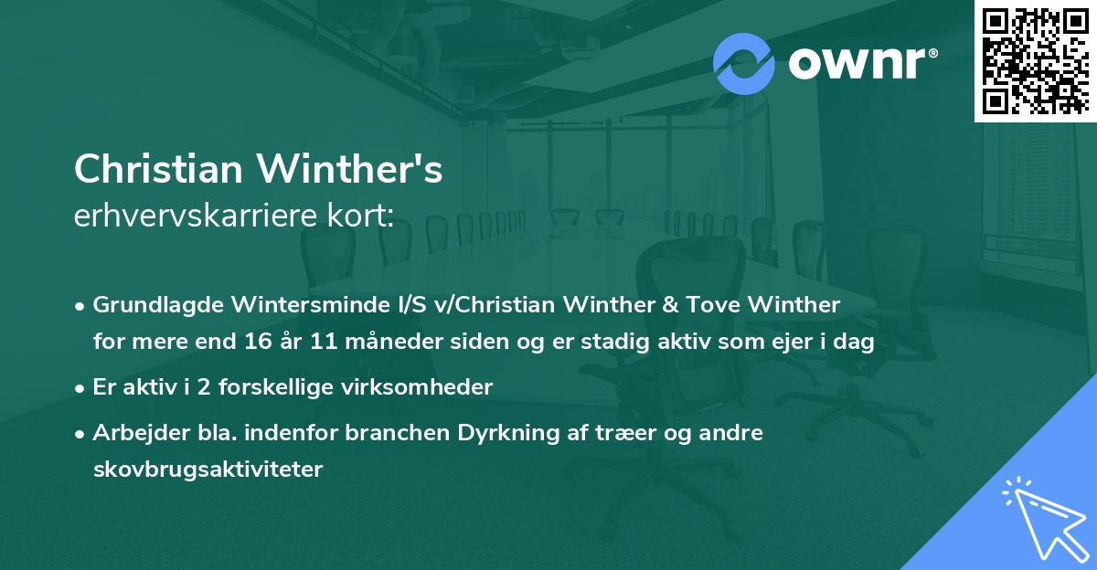 Christian Winther's erhvervskarriere kort