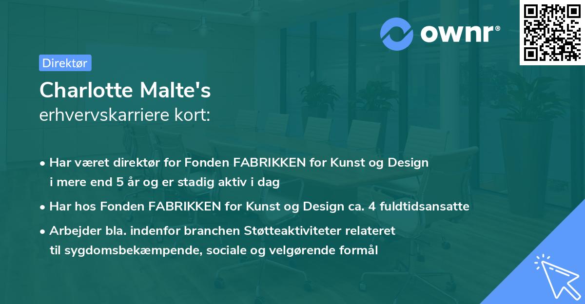Charlotte Malte's erhvervskarriere kort