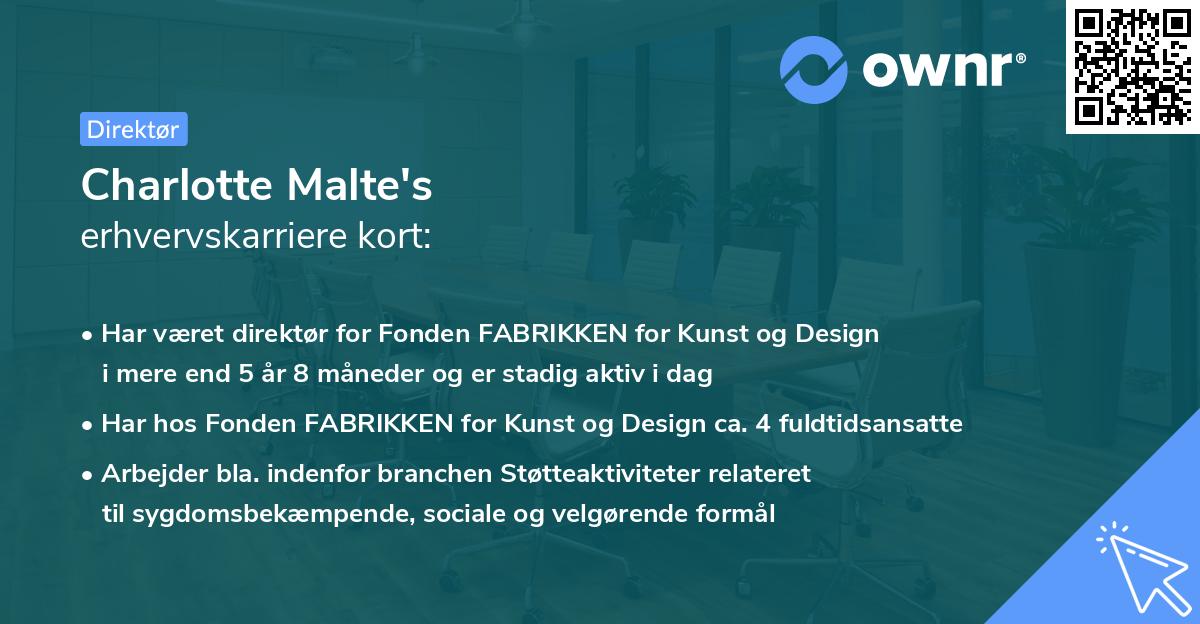 Charlotte Malte's erhvervskarriere kort