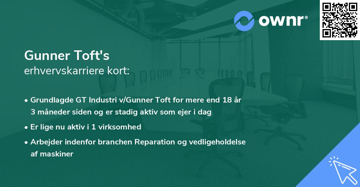 Gunner Toft's erhvervskarriere kort