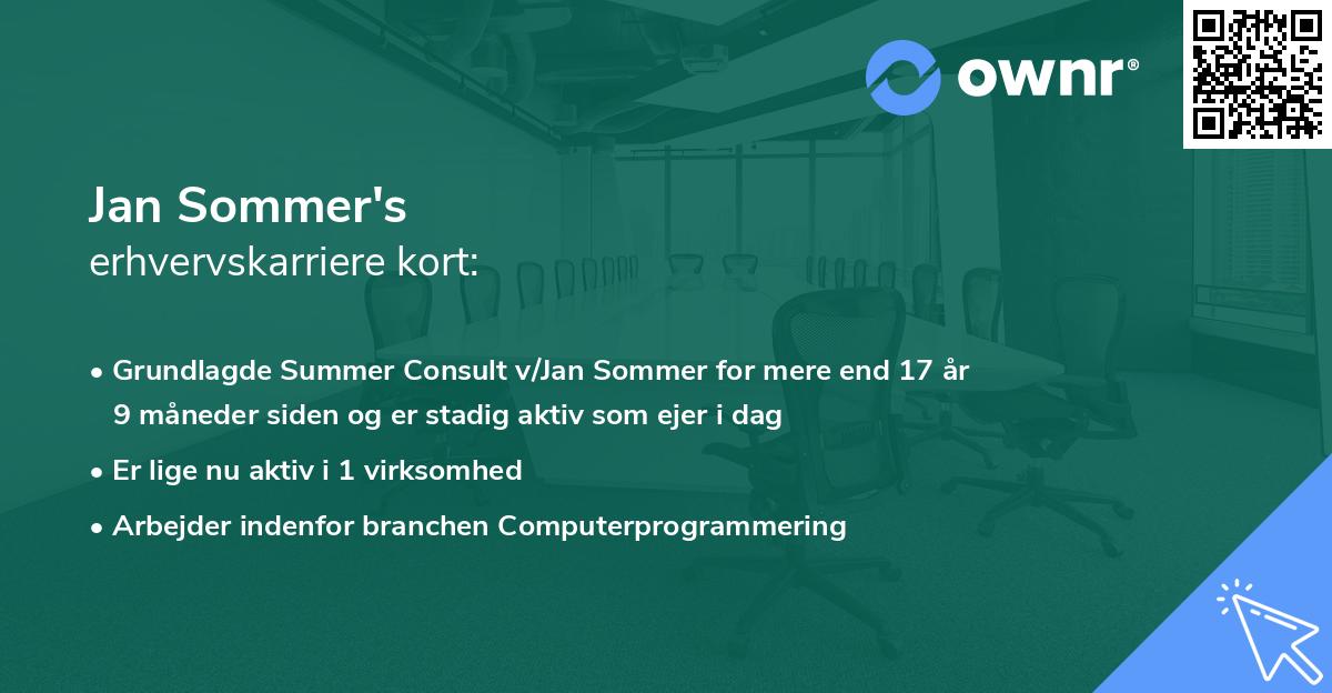 Jan Sommer's erhvervskarriere kort