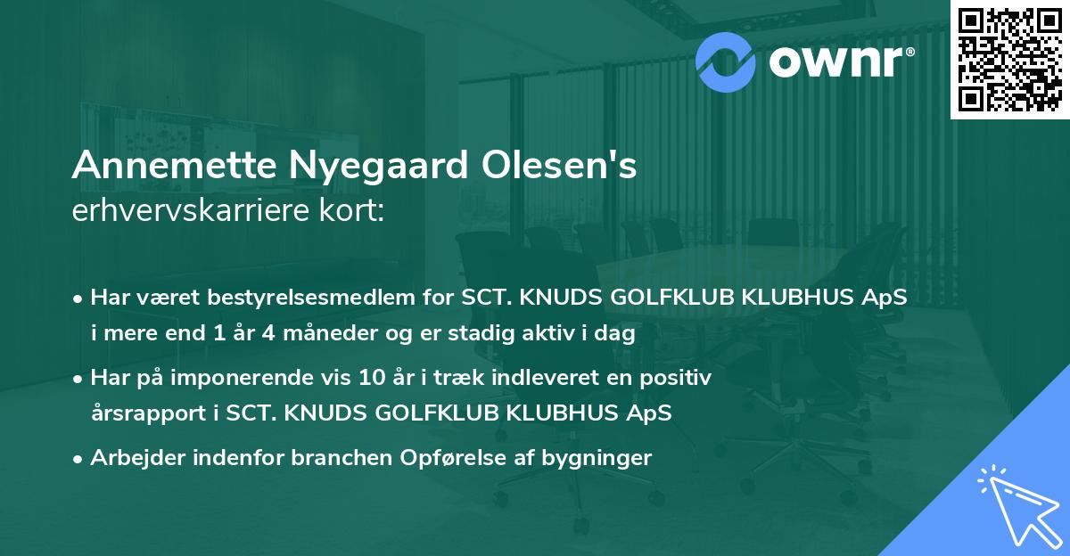 Annemette Nyegaard Olesen's erhvervskarriere kort
