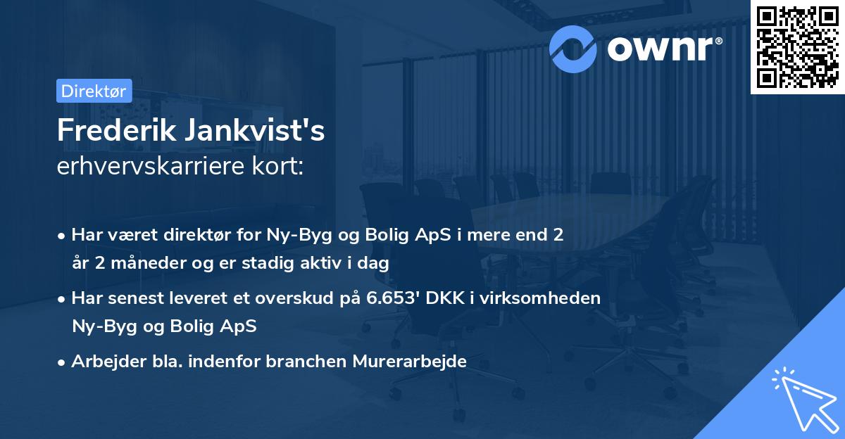 Frederik Jankvist's erhvervskarriere kort