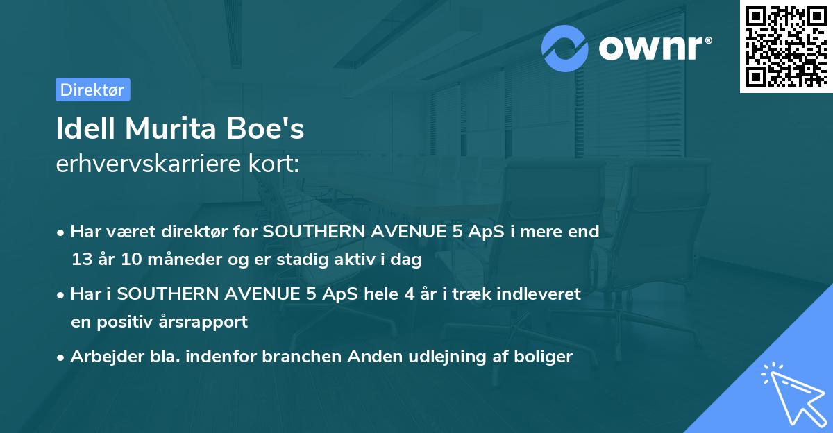 Idell Murita Boe's erhvervskarriere kort