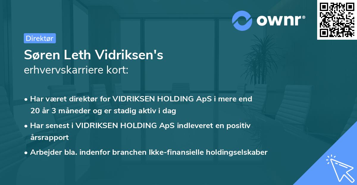 Søren Leth Vidriksen's erhvervskarriere kort