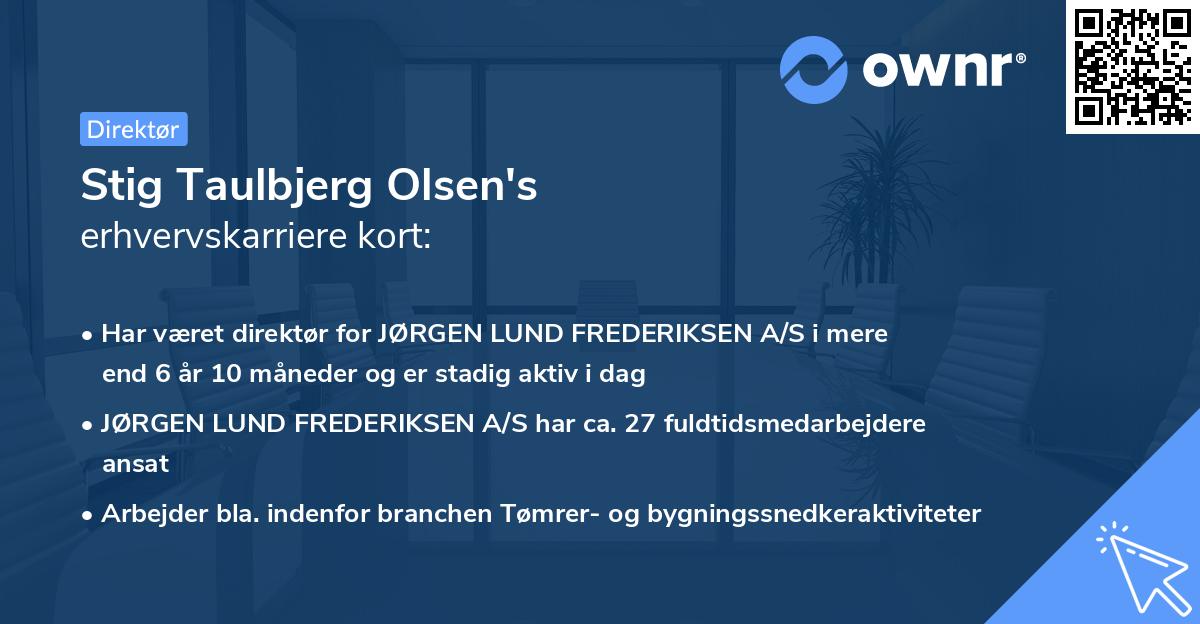 Stig Taulbjerg Olsen's erhvervskarriere kort