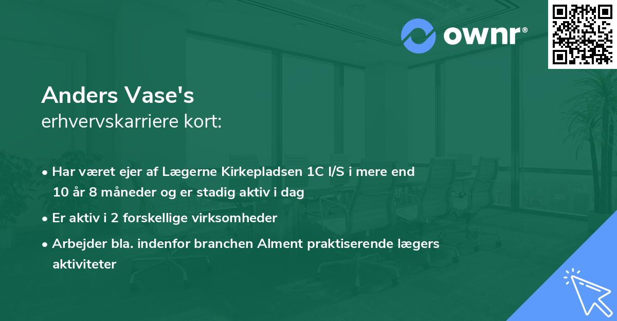 Anders Vase's erhvervskarriere kort