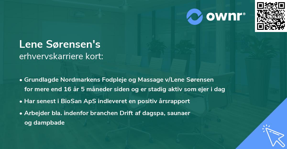 Lene Sørensen's erhvervskarriere kort