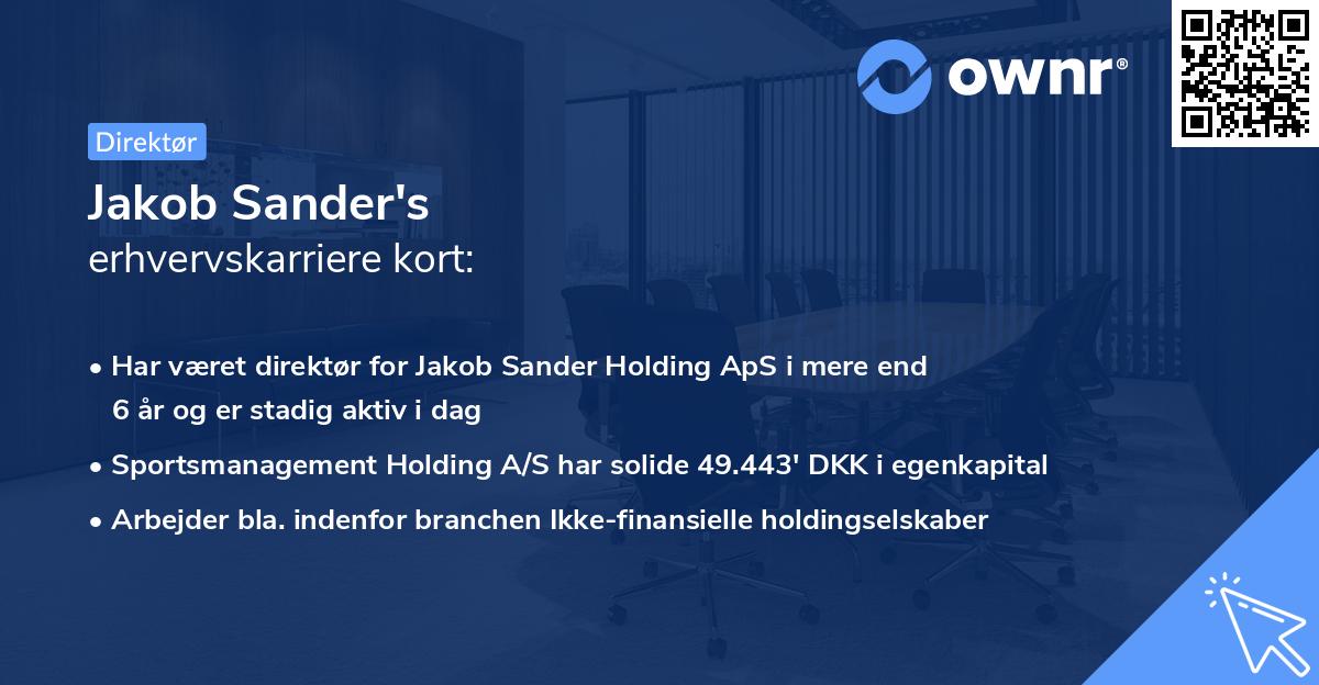 Jakob Sander's erhvervskarriere kort