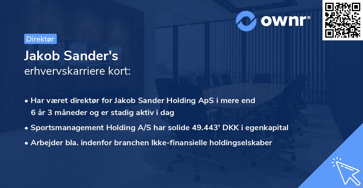 Jakob Sander's erhvervskarriere kort